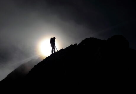 Klettern am Dachstein-Massiv bei stimmungsvollen Licht